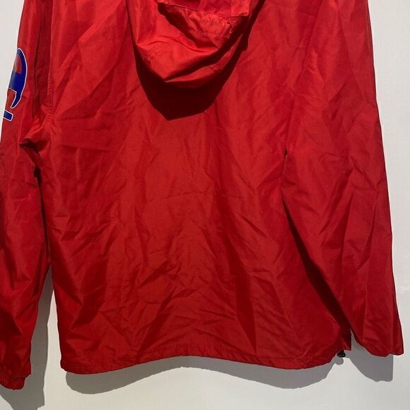 Champion Men's Half Zip Logo Pullover Red Hooded Windbreaker Jacket Small - Picture 5 of 9